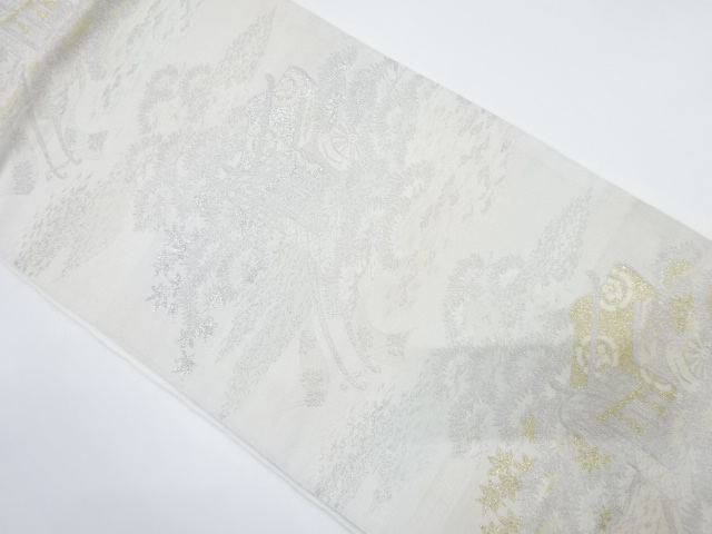 JAPANESE KIMONO / ANTIQUE FUKURO OBI / WOVEN CARRIAGE